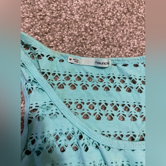 Maurices Turquoise Lace Cover Up Tank Top - Picture 2 of 5